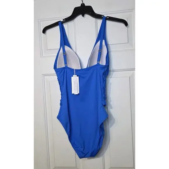 Bleu by Rod Beattie Molded-Cup One-Piece Swimsuit Blue Women's 10 NWT - Picture 2 of 3